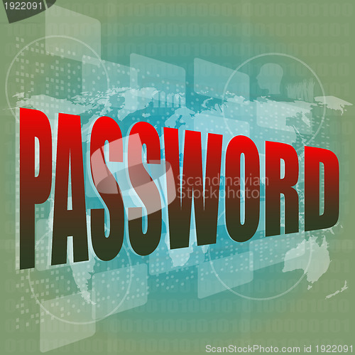 Image of The word password on digital screen, business concept