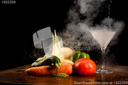 Image of Vegetables and liquid nitrogen