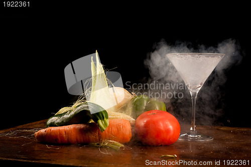 Image of Vegetables and liquid nitrogen