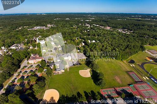 Image of Aerial view of green field