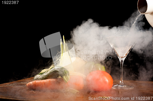 Image of Vegetables and liquid nitrogen