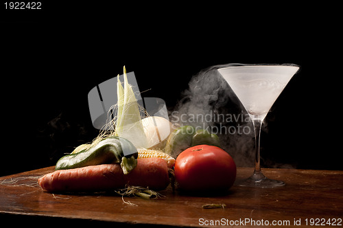 Image of Vegetables and liquid nitrogen