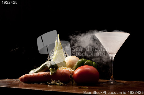 Image of Vegetables and liquid nitrogen