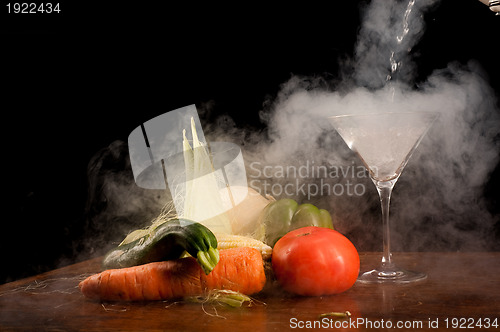 Image of Vegetables and liquid nitrogen