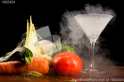 Image of Vegetables and liquid nitrogen