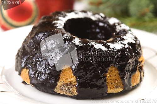 Image of Christmas chocolate cake with decoration 