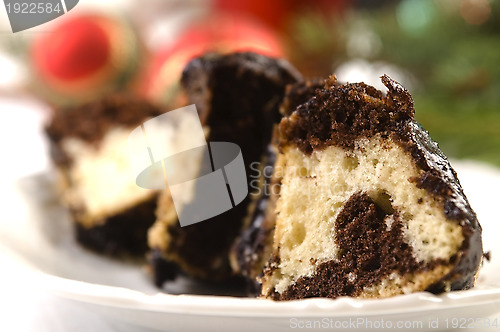 Image of Christmas chocolate cake with decoration 