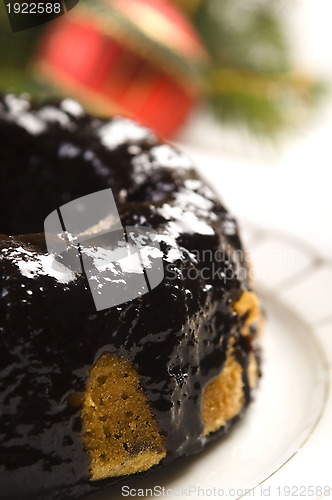 Image of Christmas chocolate cake with decoration 