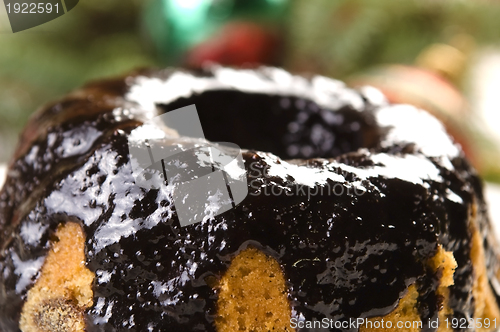 Image of Christmas chocolate cake with decoration 