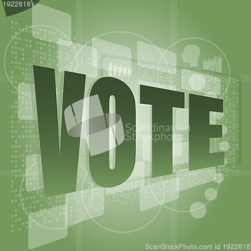 Image of The word vote on digital screen, social concept