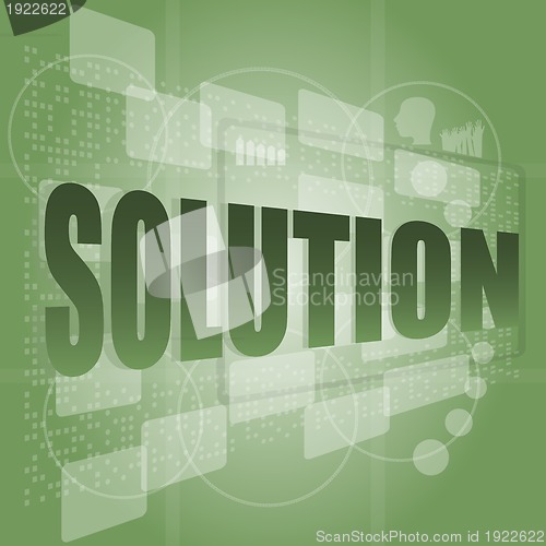 Image of The word solution on digital screen, business concept