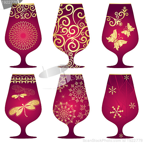 Image of Set of purple Christmas glasses