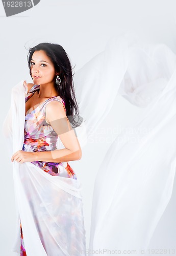 Image of beautiful girl with white scarf