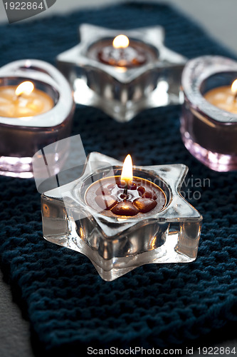 Image of Candles on blue mat