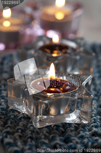 Image of Candles on blue mat