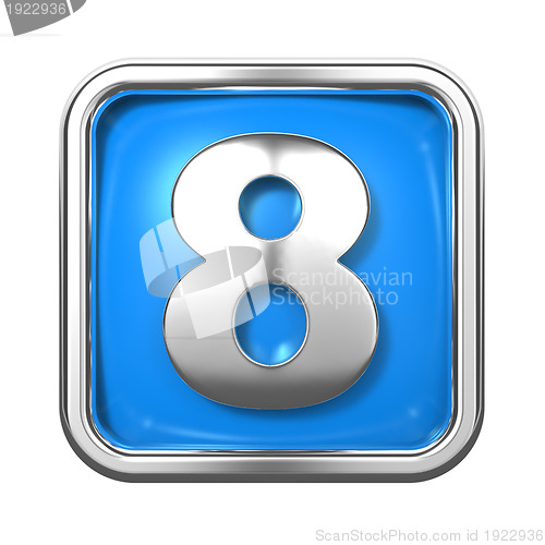 Image of Silver Numbers in Frame, on Blue Background.