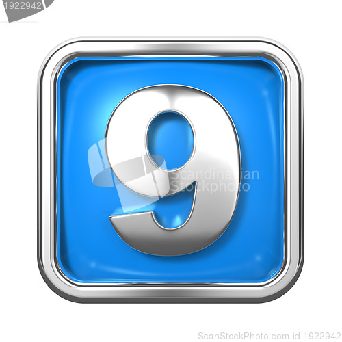Image of Silver Numbers in Frame, on Blue Background.