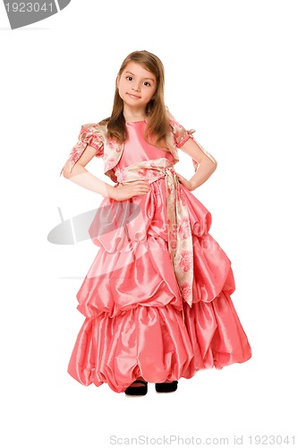 Image of Cute little girl in a long dress