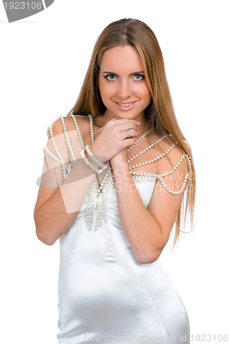 Image of lovely young woman in wedding dress