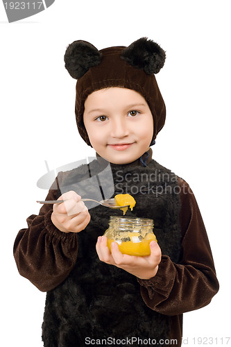 Image of Boy dressed as bear. Isolated