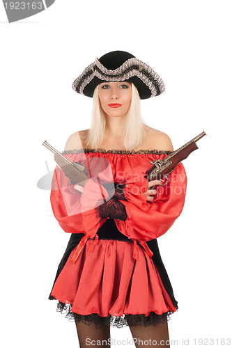 Image of Nice young blonde with guns
