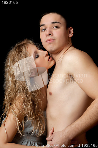 Image of Portrait of a pretty young couple. Isolated