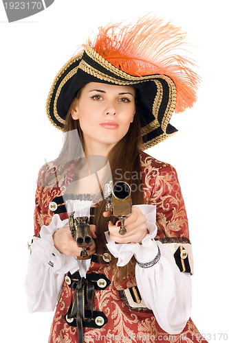Image of Charming young woman with guns