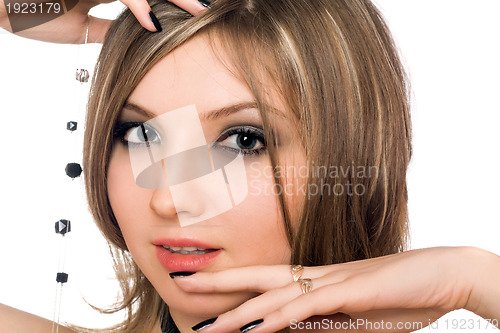 Image of Close-up portrait of a beautiful girl. Isolated