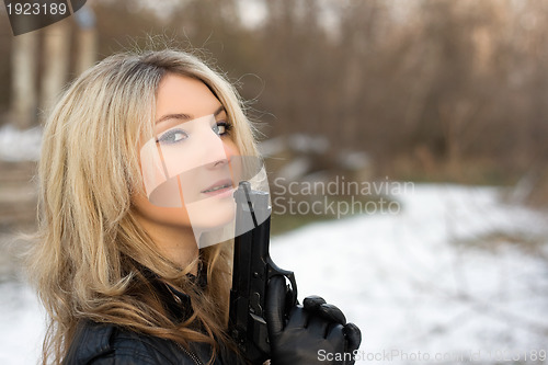 Image of Hot girl against the snow