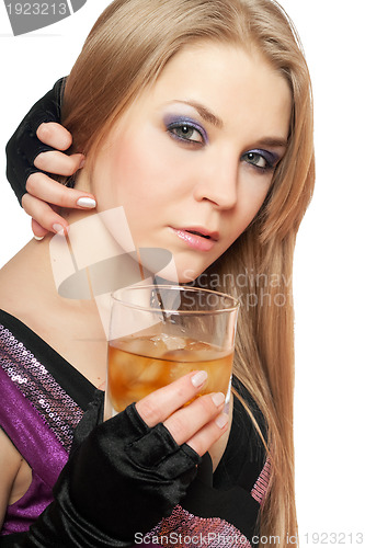 Image of Beautiful young blonde with a glass