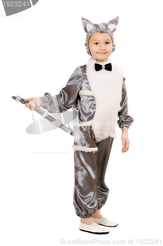 Image of Boy dressed as cat. Isolated