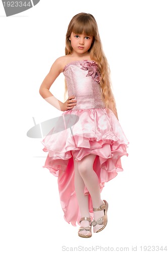 Image of Pretty little girl in a pink dress