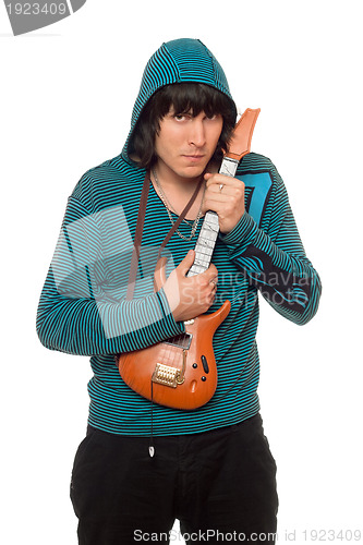 Image of man with a little guitar