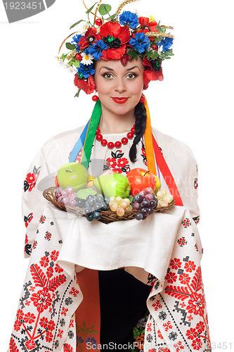 Image of Young woman in the Ukrainian national clothes