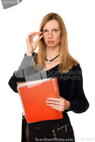 Image of Lady in black with the folder