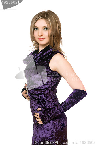 Image of Lovely girl in a purple dress