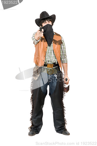 Image of Cowboy with a gun and bottle