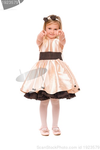 Image of Charming little lady in a dress. Isolated