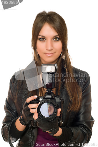 Image of Brunette woman with the camera