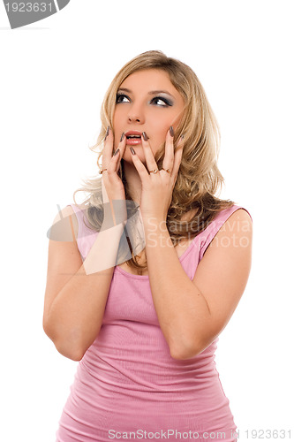 Image of Portrait of attractive young blonde. Isolated