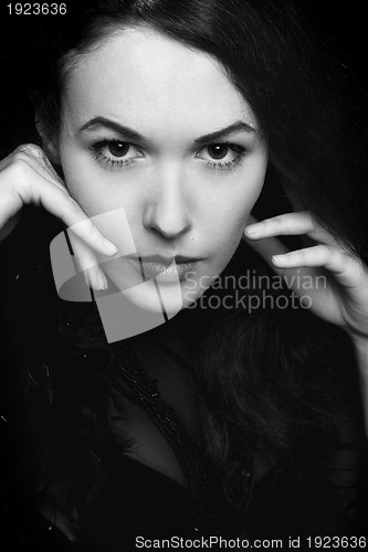 Image of  black and white portrait of young woman