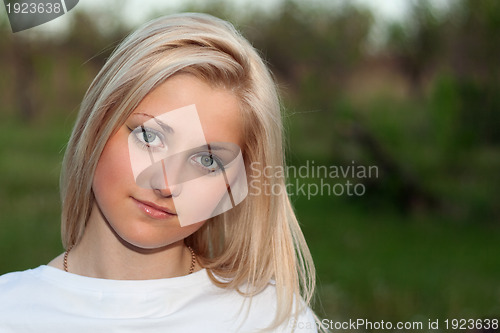 Image of Closeup portrait of young lovely blonde