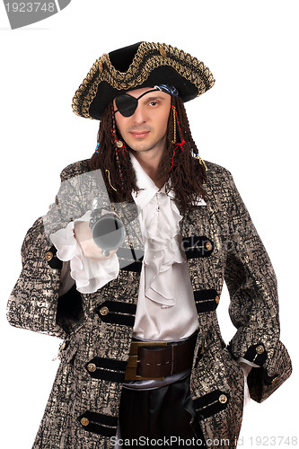 Image of pirate with a pistol in hand