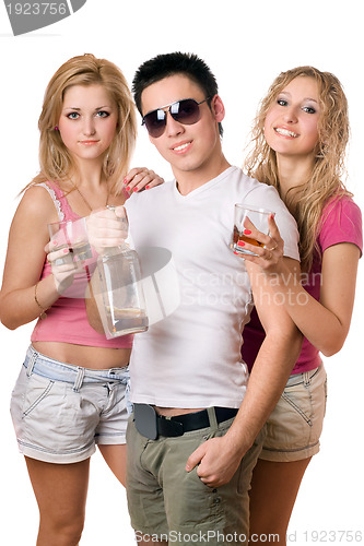 Image of Young people with a bottle of whiskey