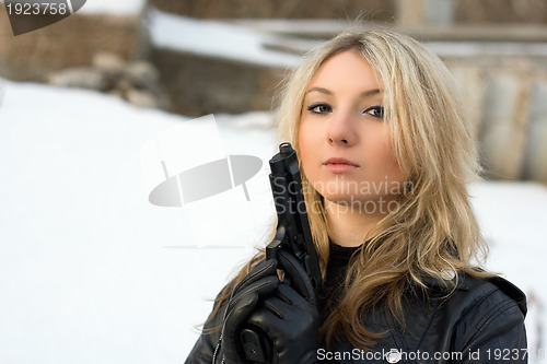 Image of Hot girl against the snow