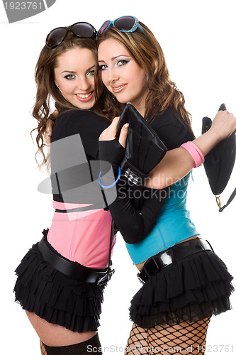 Image of Portrait of two happy attractive young women