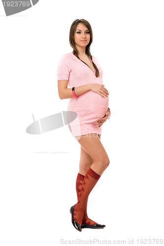 Image of Charming pregnant brunette lady
