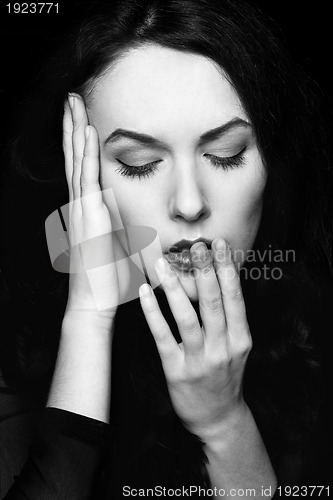 Image of portrait of woman with closed eyes