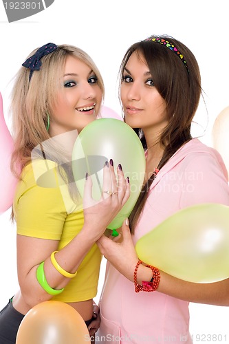 Image of Sexy girls holding a balloon