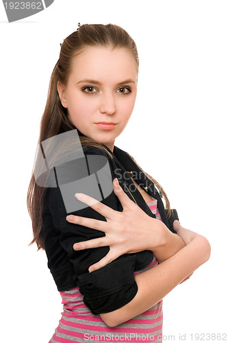 Image of Portrait of pretty young woman. Isolated